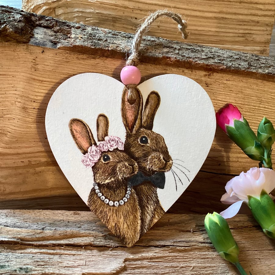 Wooden Rabbit Heart Weddings Anniversary