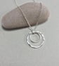 Hammered Sterling Silver Double Circle Necklace - Image 1