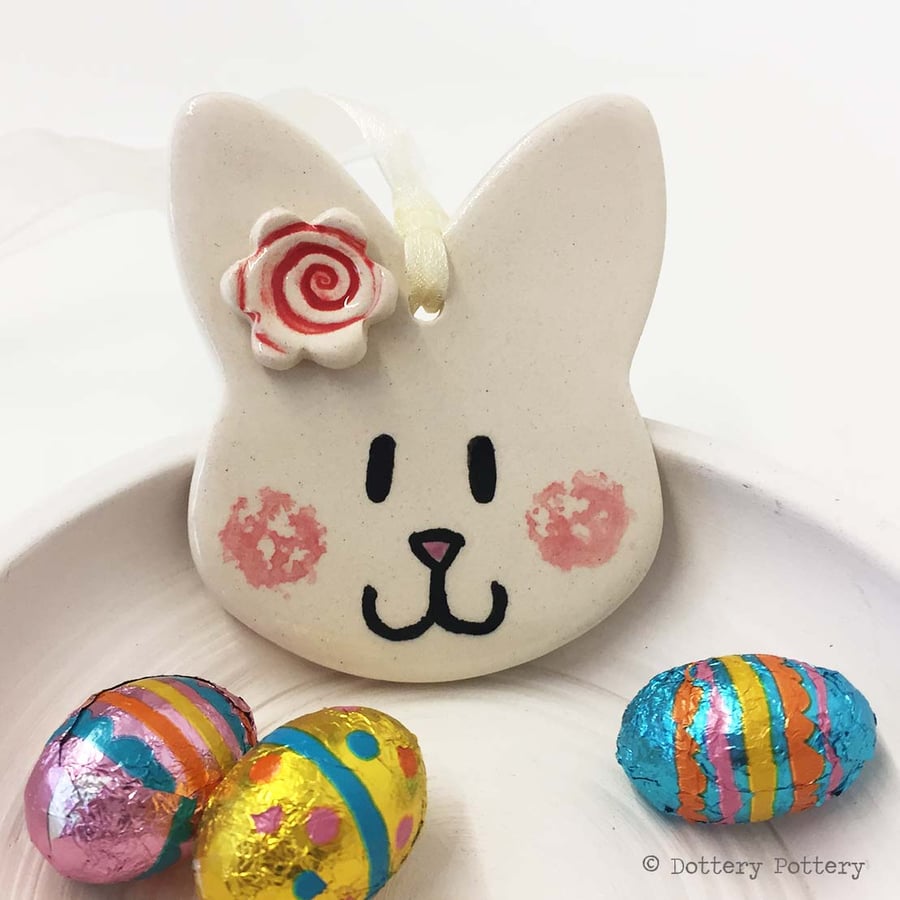Pottery Bunny hanging decoration ceramic rabbit cute bunny