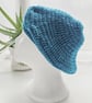 Beret Hat Sea Blue Aran - Image 4