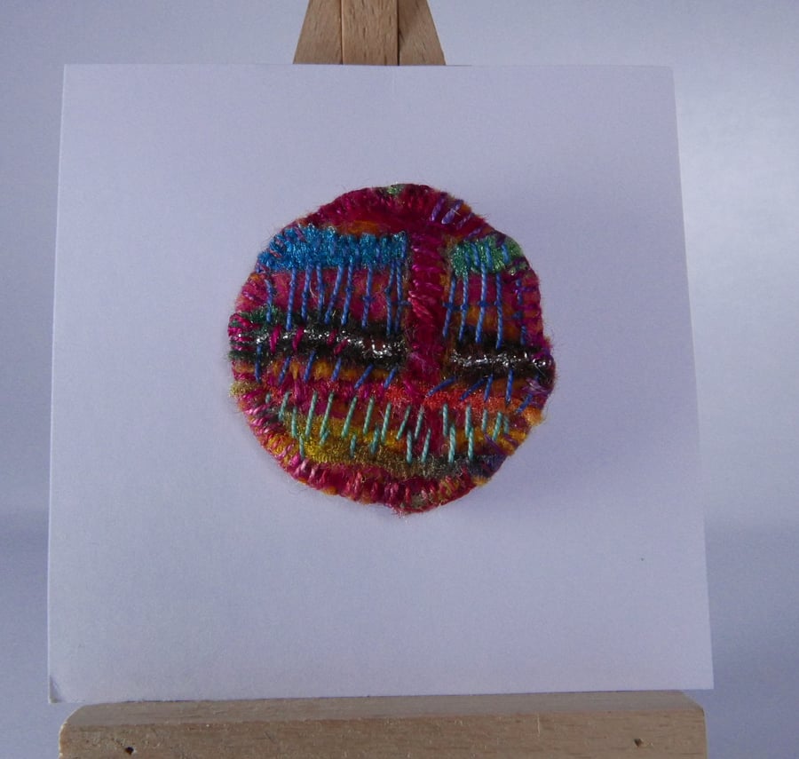Red brooch, Abstract Textile Brooch