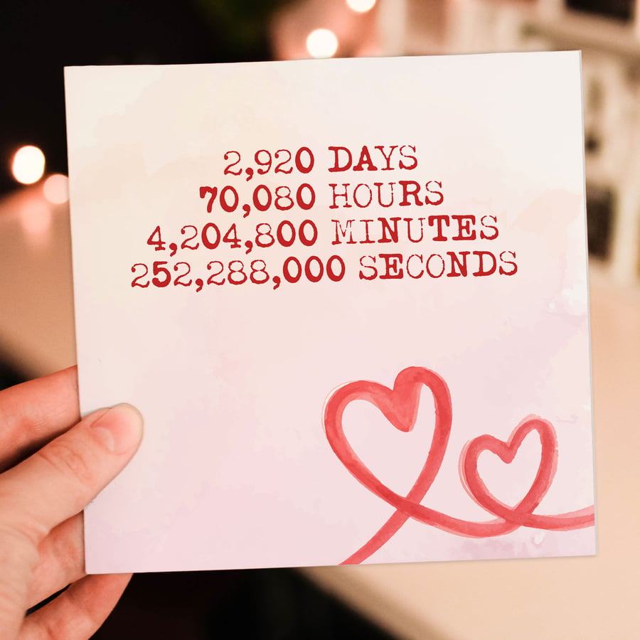 Personalised anniversary card: Days, hours, minutes and seconds