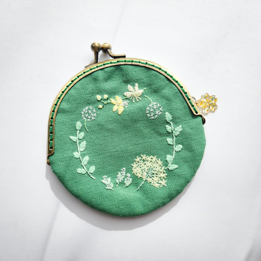Embroidered Coin Purse, Small Clasp Pouch for Coins or Little Items