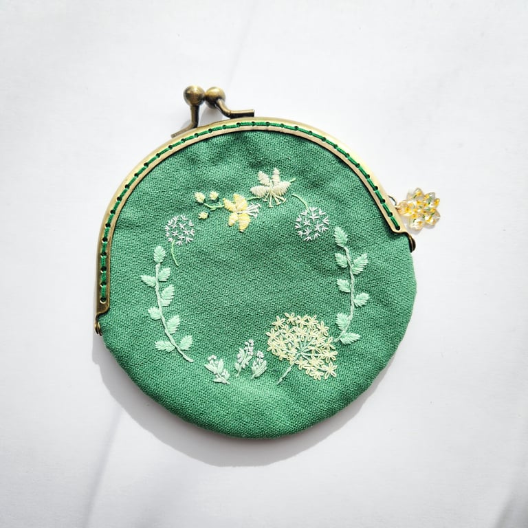 Embroidered Coin Purse, Small Clasp Pouch for Coins or Little Items