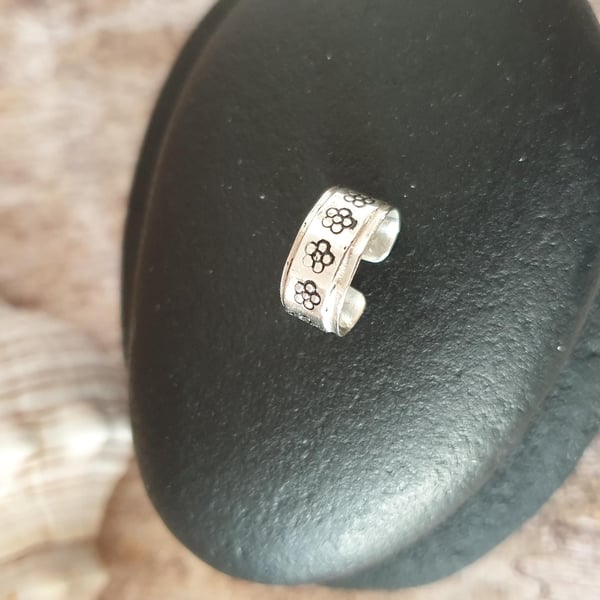 Sterling Silver 925 Floral Pattern Earcuff