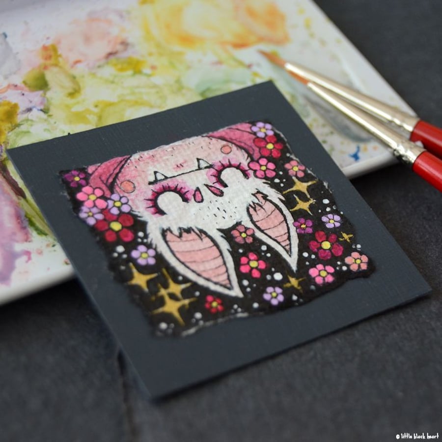 sleepy blossom bat - original twinchie illustration