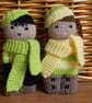 Handmade knitted pair of pocket dolls - children - Image 1