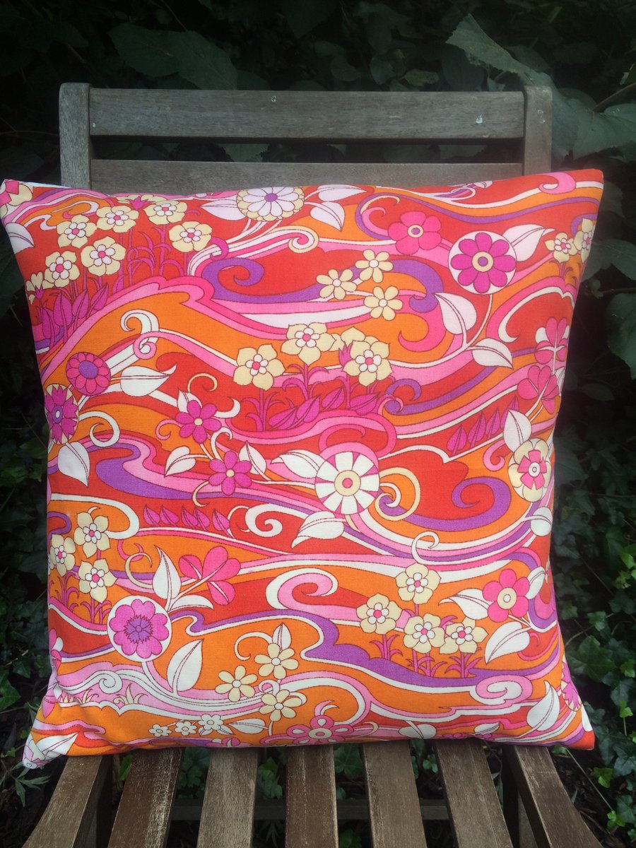 Handmade vintage fabric cushion cover