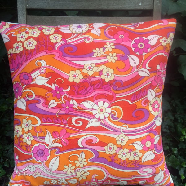 Handmade vintage fabric cushion cover
