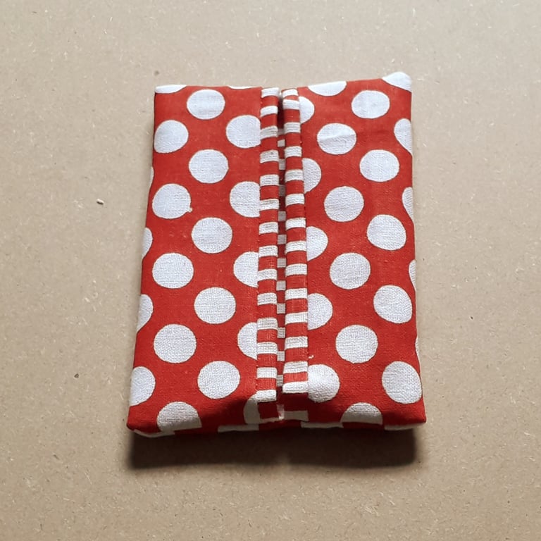 Pocket or Handbag Tissue Pack Holder Red and White Fabric Large Spots & Stripes