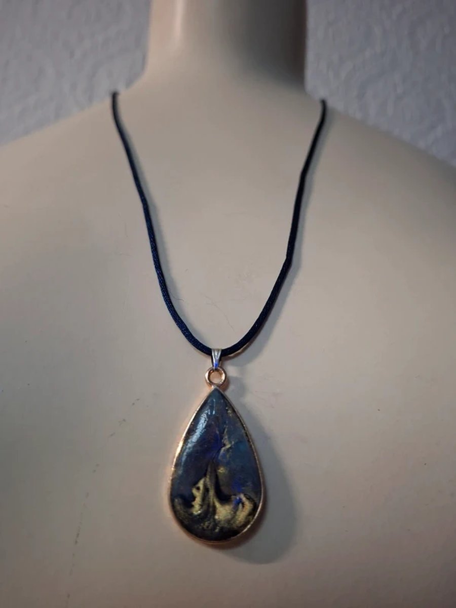 Tear Drop Pendant Hand Made with Resin