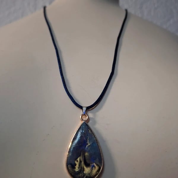 Tear Drop Pendant Hand Made with Resin