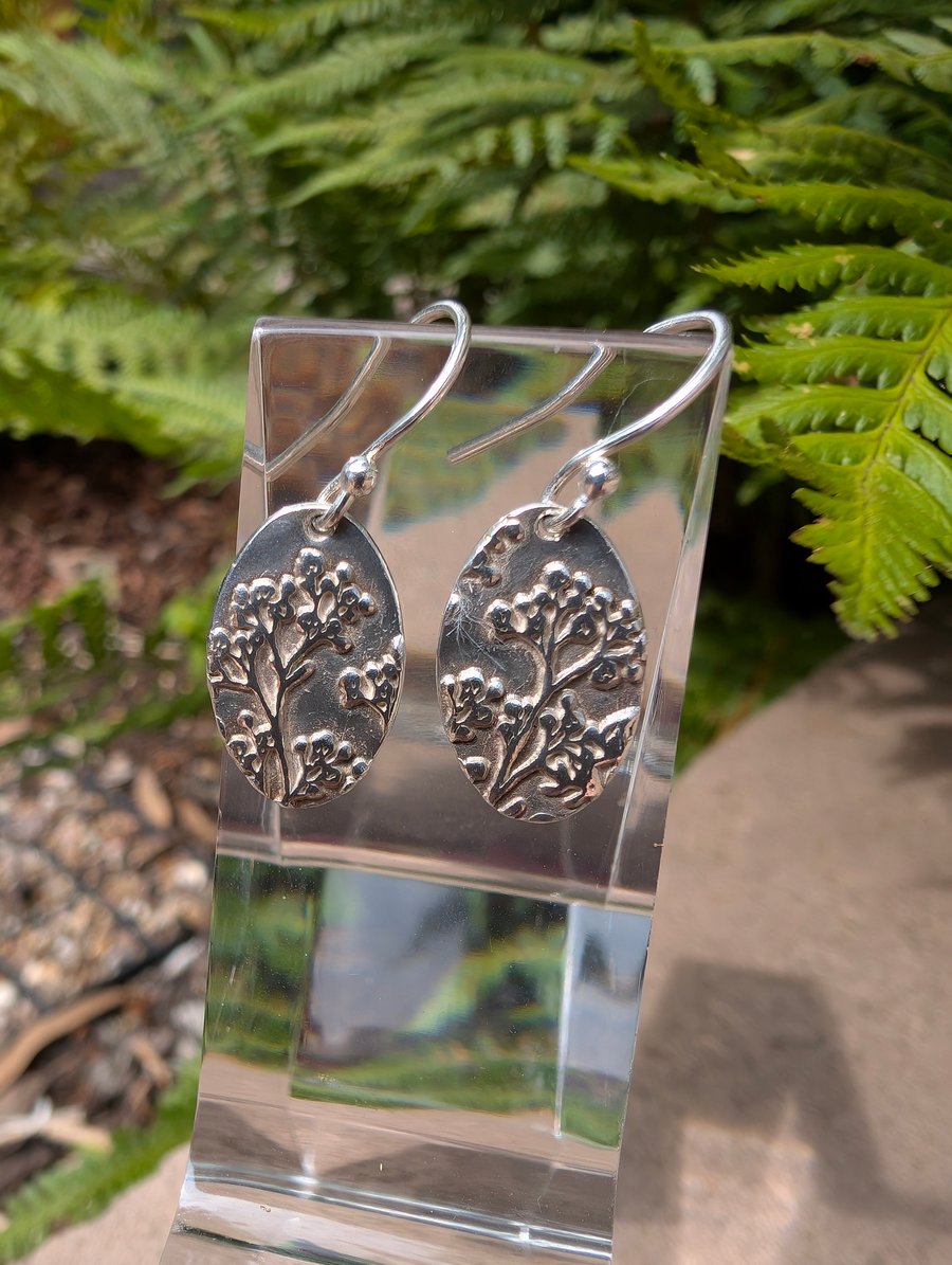 Handmade Fine Silver Drop Earrings - Summer Meadow Design