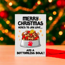Merry Christmas Bottomless Bowl Dog Card – Festive Treats Design