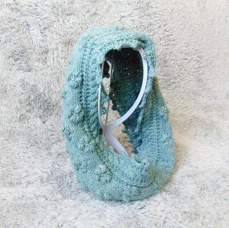 Women's Infinity Scarf, Pale Blue Neck Warmer, Very Soft Warm Cowl, Chunky Scarf