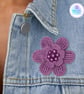 Crochet mauve flower brooch, crochet flower pin, flower brooch - Image 1