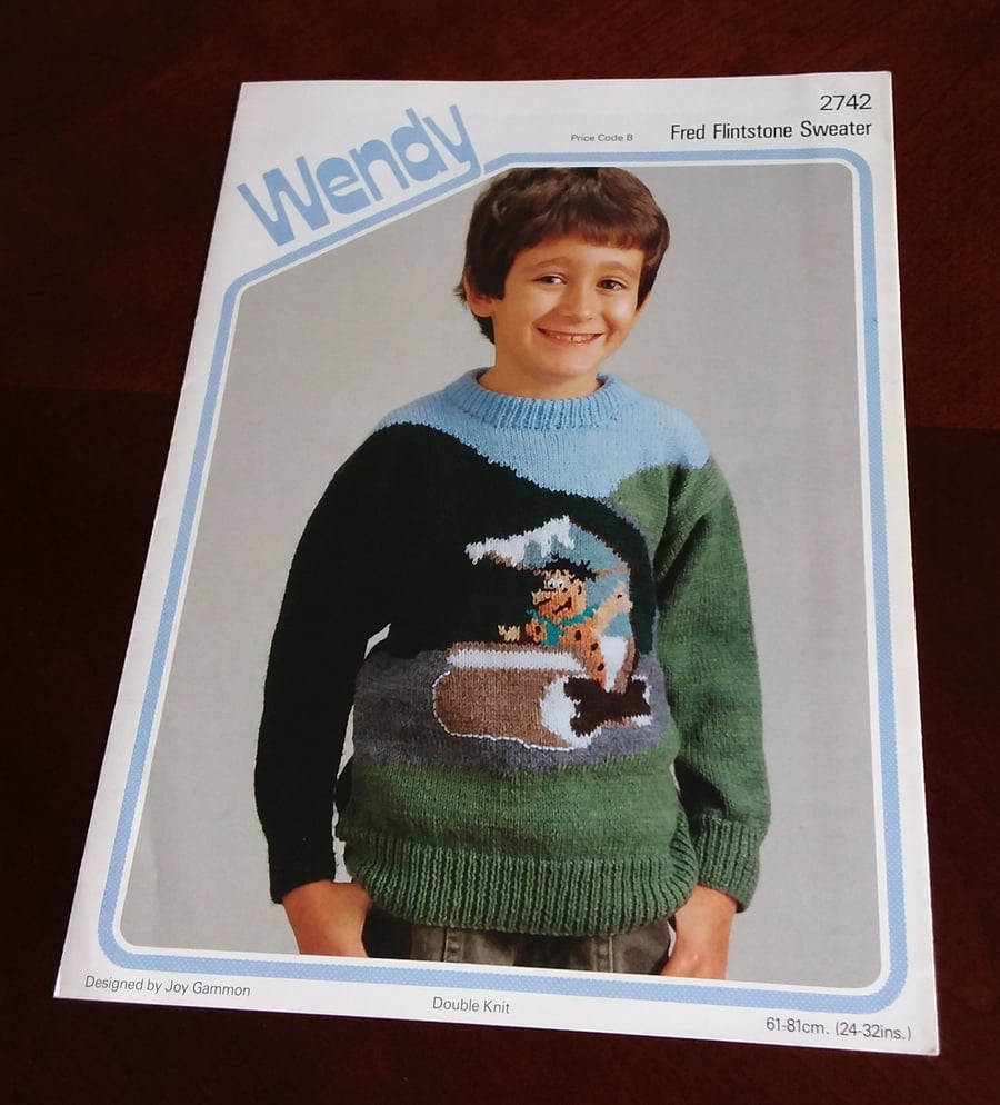 VINTAGE WENDY FRED FLINTSTONE SWEATER KNITTING PATTERN (1985)