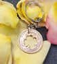 Upcycled half penny coin keyring or bag charm with 4 leaf clover cut-out - Image 3