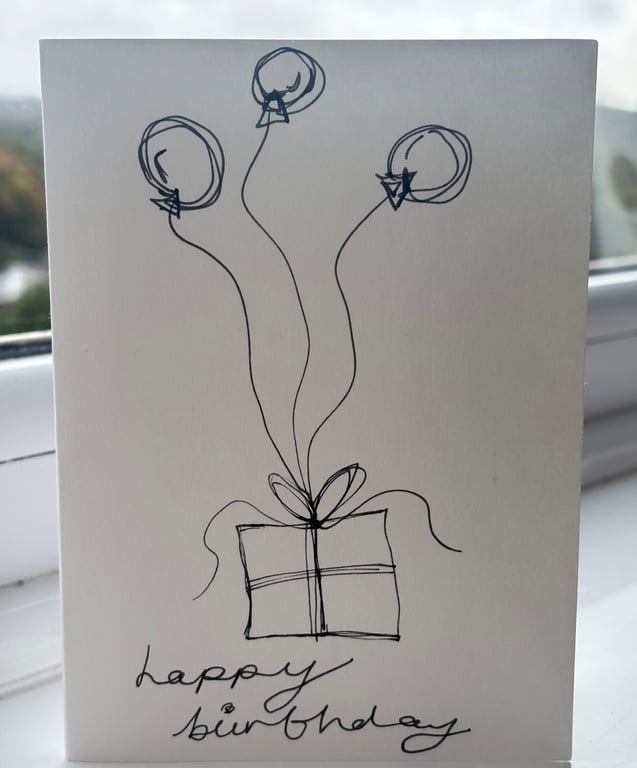 Present and balloon birthday card
