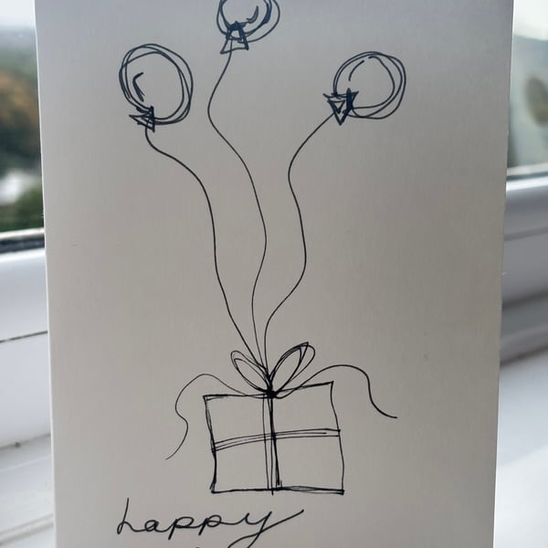 Present and balloon birthday card