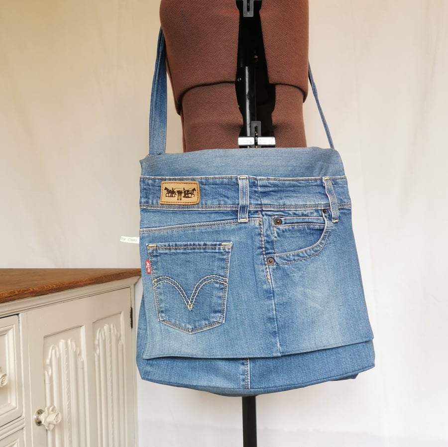 Upcycled Levi's Messenger Bag - Folksy