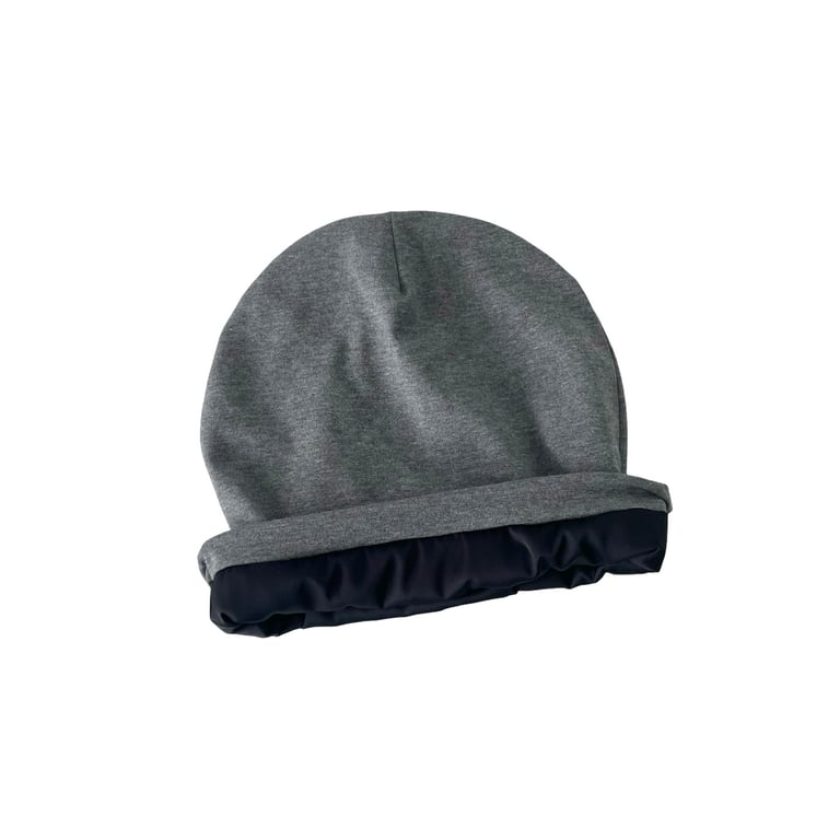 Charcoal satin lined slouchy beanie hat, Cotton chemo hair loss beanie caps