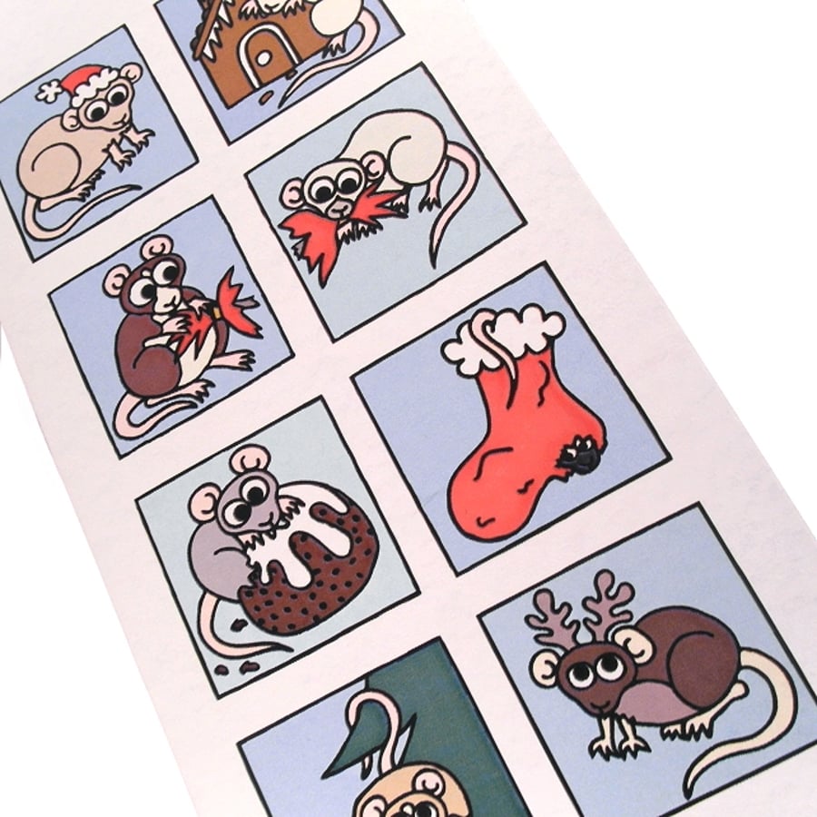 Cute Rats Christmas Card - blues (Seconds Sunday)
