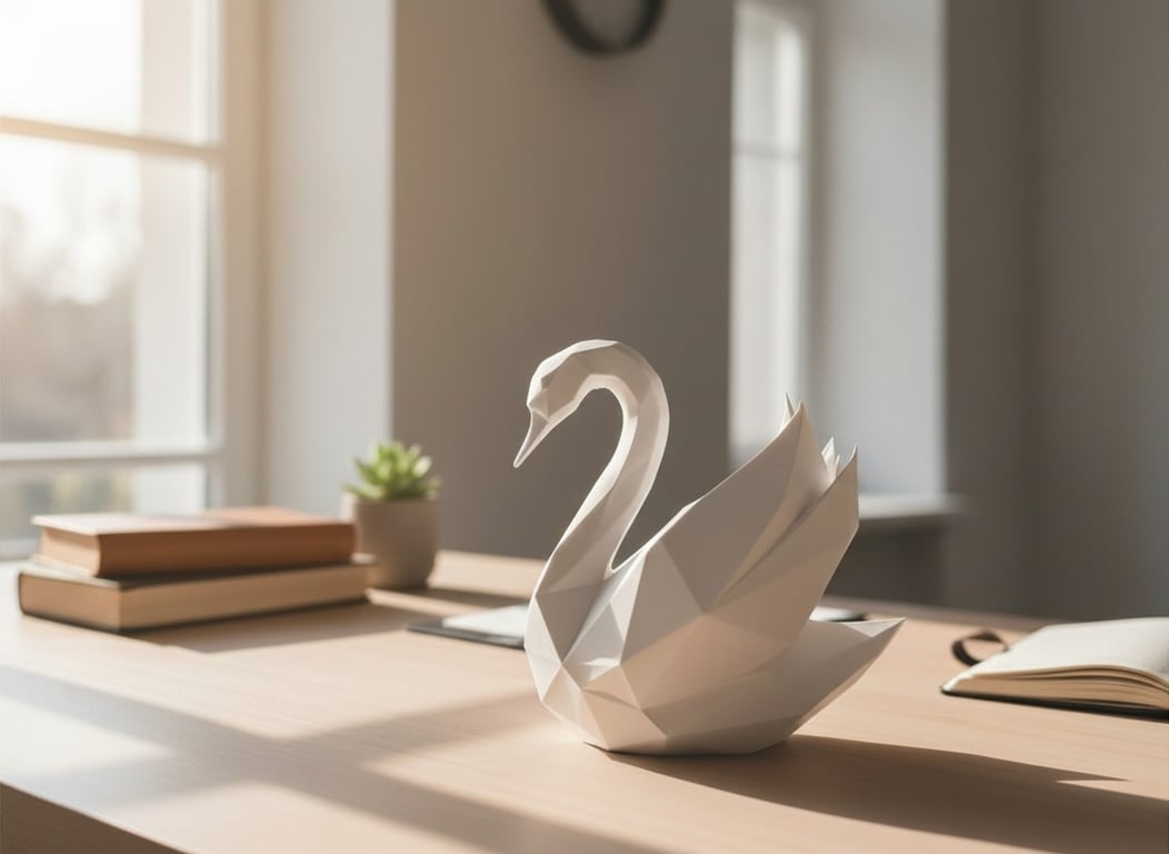 Geometric Swan Sculpture - 3D Printed Swan Décor - Modern Minimalist Ornament