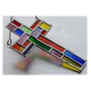  Cross Suncatcher Stained Glass  Patchwork Rainbow Handmade 028