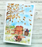 Autumn Hedgehogs Blank Card - original art, all occasions, apples, leaves - Image 7