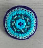 Hand Embroidered Turquoise Blue Brooch - Image 1