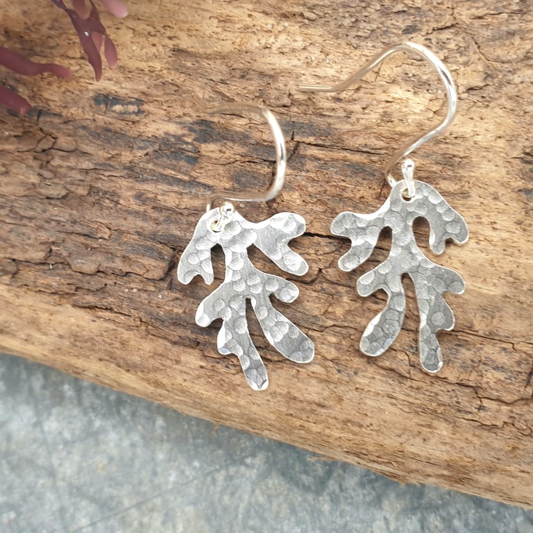 Silver seaweed earrings