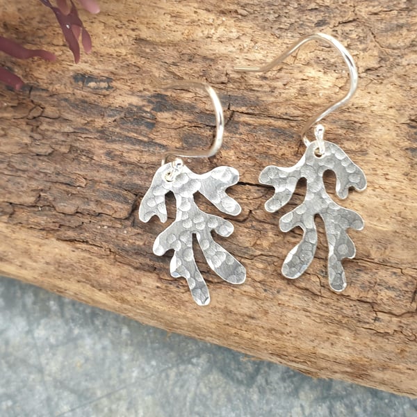Silver seaweed earrings