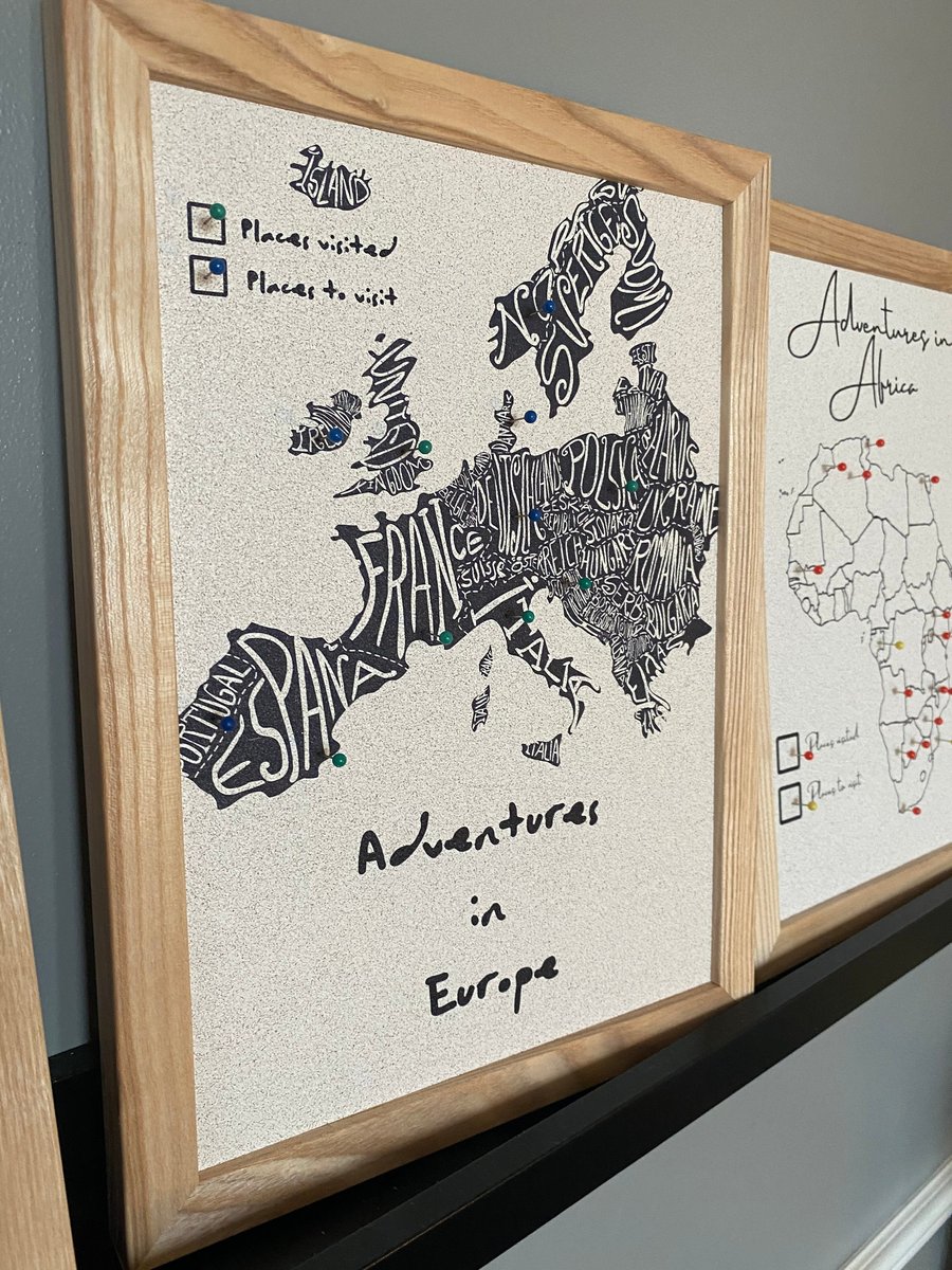 Cork Board Pin Map Adventures in Europe Folksy