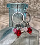 Vintage Crystal Earrings Dainty Hoops with Pink and Red Sparkles  - Image 2