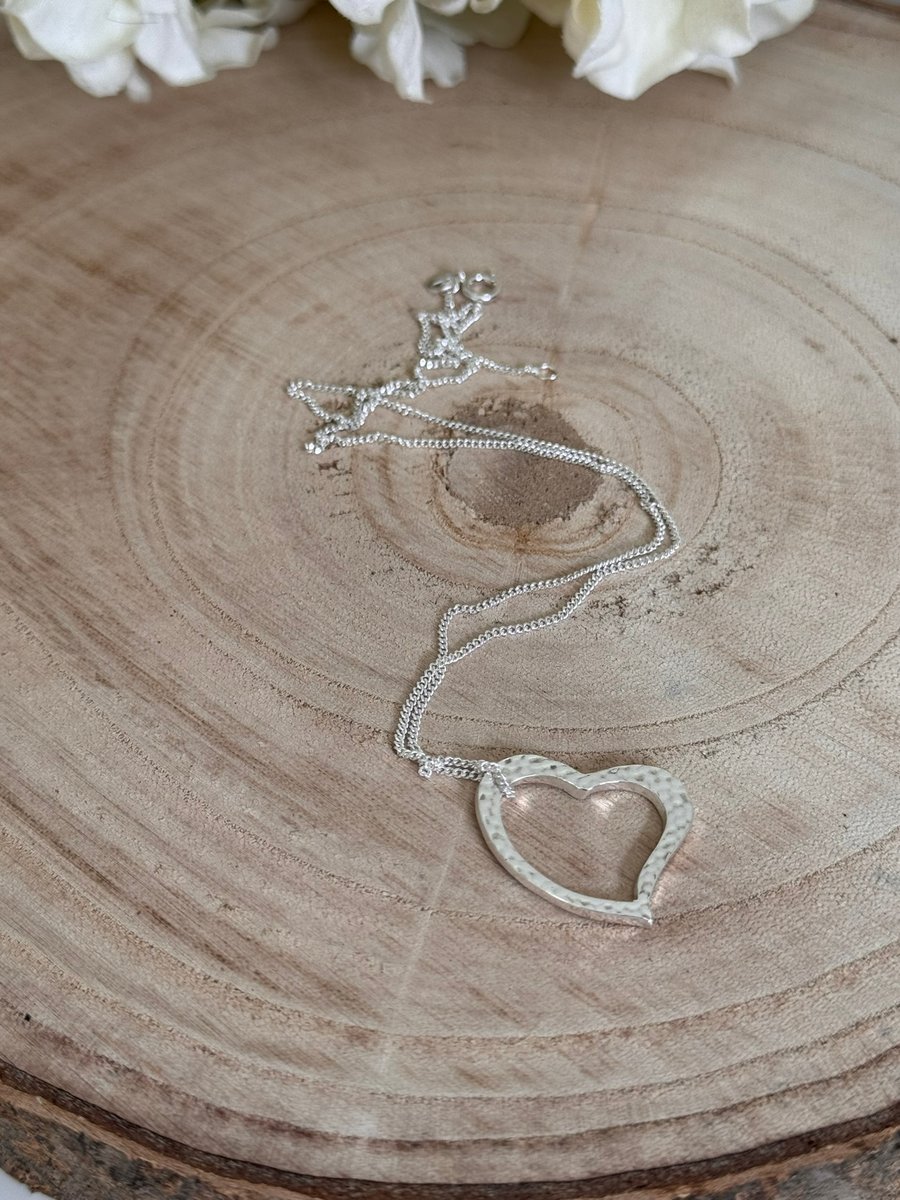 Handmade Fine Silver Heart Pendant