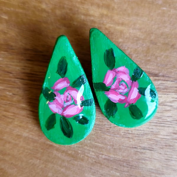 Hand-Painted Air-Dry Clay Earrings with Resin Finish – Artisan Jewelry