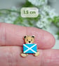 Scotland Flag Bear Pin, Handmade Tiny Wooden Teddy Badge, Small Scottish Gift - Image 4