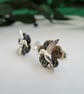 Sterling Silver and Abalone hummingbird and flower earrings - Image 5