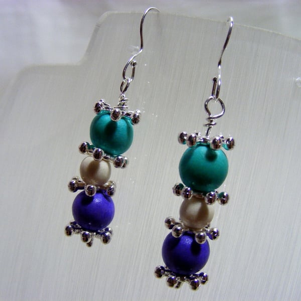 Seconds Sunday Turquoise, Purple and White Earrings
