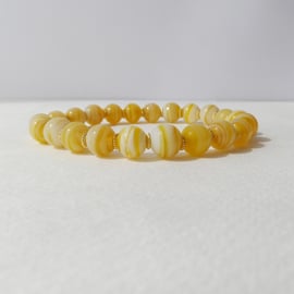 Yellow and Gold Bracelet, stretchy modern elastic bracelet,