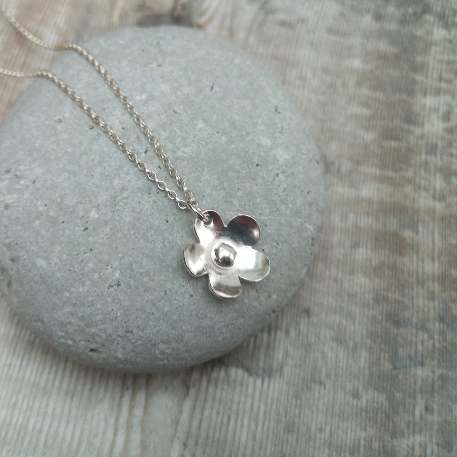 Sterling Silver Flower Necklace - JBJ2026