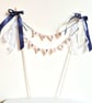 Custom Just Married Wedding Cake Toppers - Handmade Embroidered Bunting Pennant  - Image 5