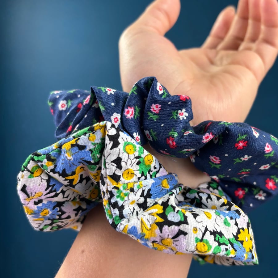 Handmade Cotton No-Waste Scrunchies- Eco-Friendly
