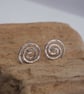 Silver Studs, Sterling silver spiral stud Earrings