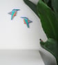 Kingfisher wall hangings, set of 2 flying miniature birds, British birds. - Image 3