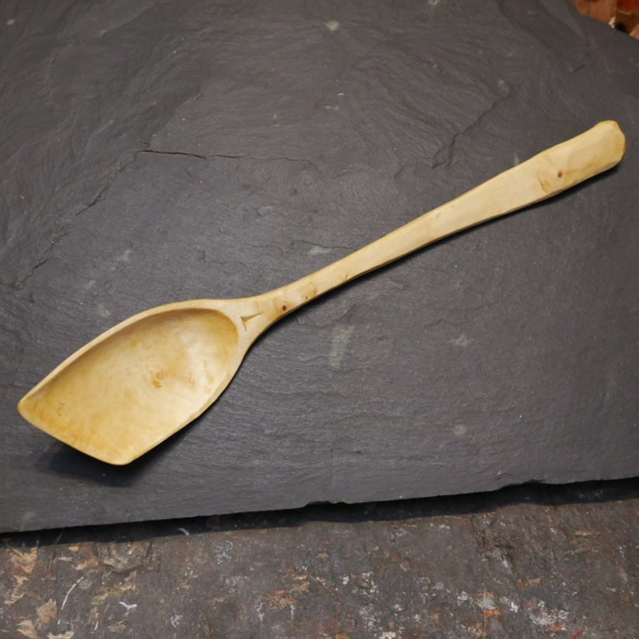 A Long Sycamore Wood Pan Spoon