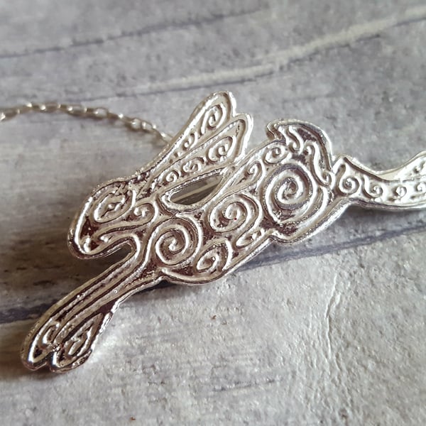 Andromeda - etched silver hare brooch