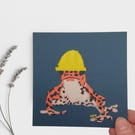 Strawberry Poison Frog with Builders hat - 12cm x 12cm print