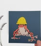 Strawberry Poison Frog with Builders hat - 12cm x 12cm print - Image 1